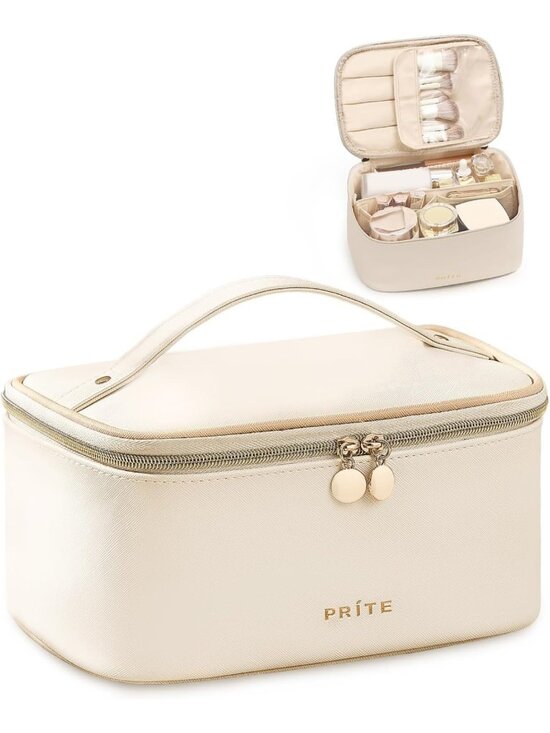 Handbags - Stylish Beige Travel Makeup Bag & Toiletry Organizer for Women - Perfect for